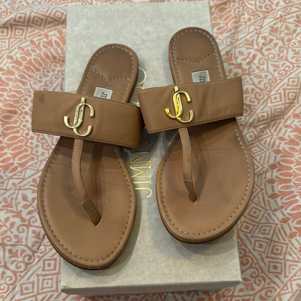 Jimmy Choo Tan Leather Sandals